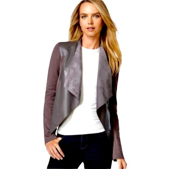 EDYSON Burgundy/Wine‎ Faux Leather Waterfall Jacket Size Small - Picture 1 of 10